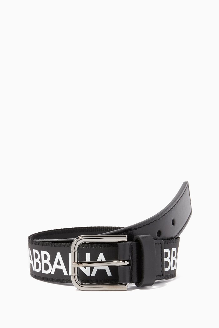 

Leather Logo Belt, Black