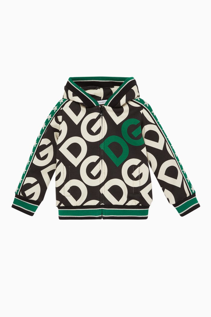 

Logomania Print Cotton Hoodie, Green