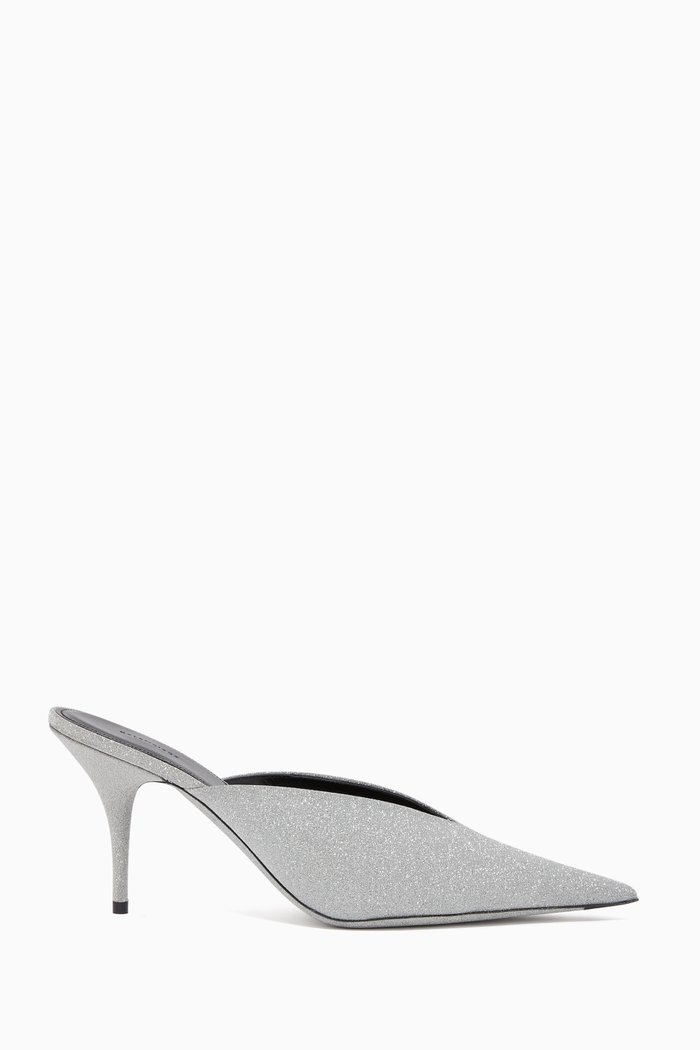 

Knife Glitter Mules, Silver