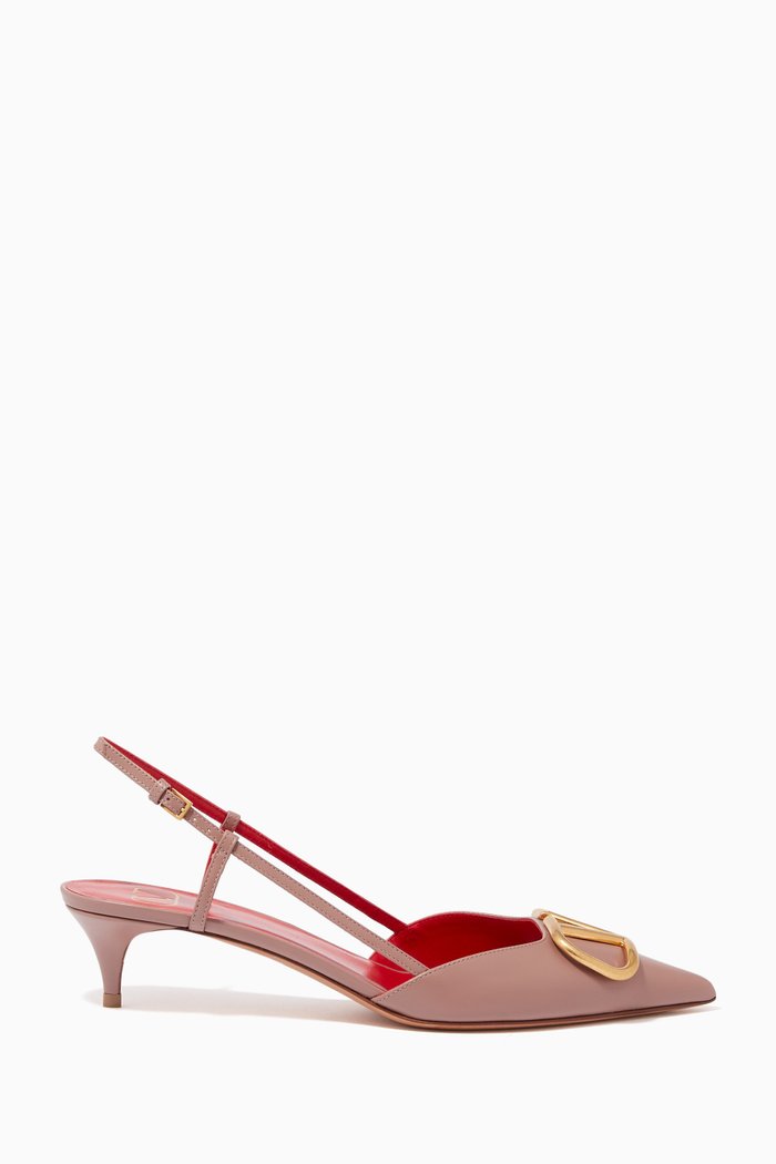 

Valentino Garavani VLOGO 40 Slingback Pumps in Leather, Neutral