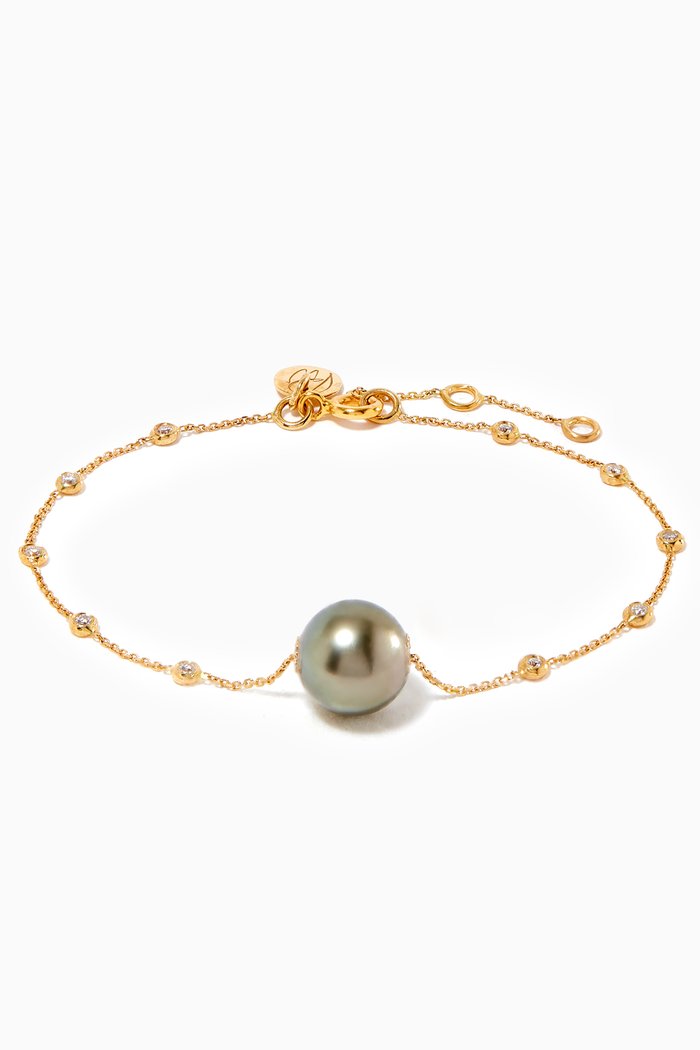 

Links of Love Pearl Diamond Chain Bracelet in 18kt Yellow Gold