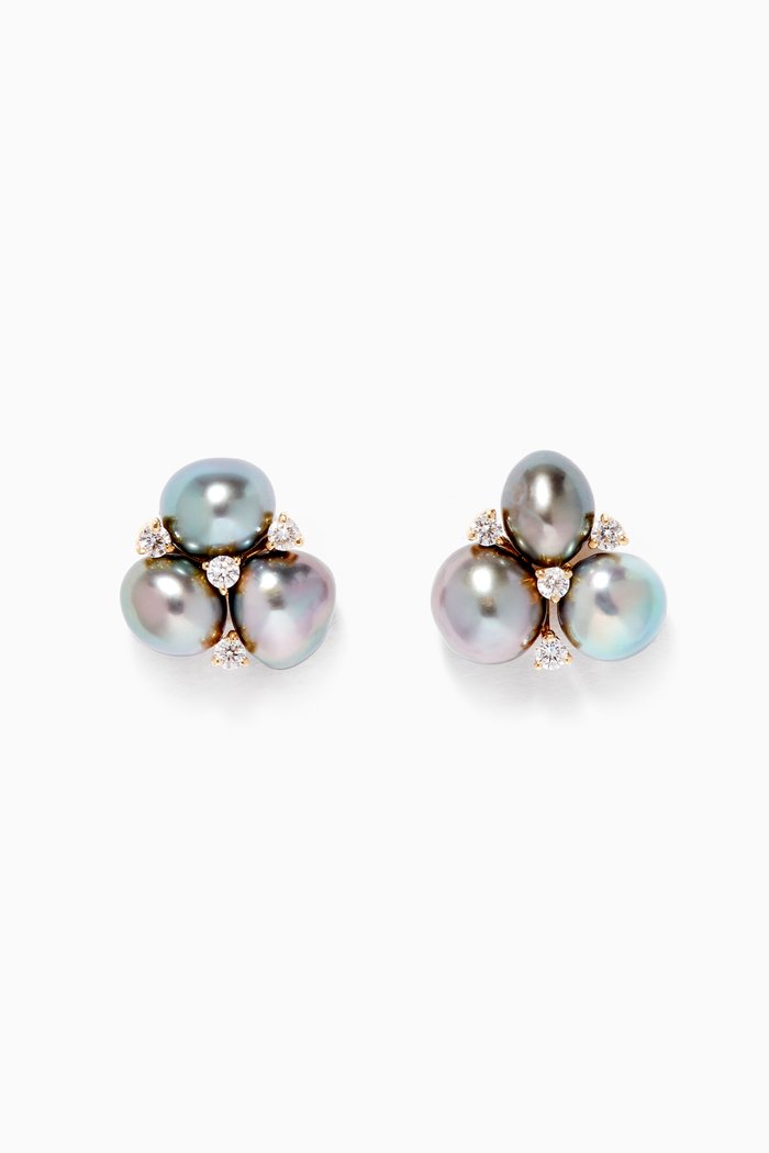 

Zoja Keshi Trefle Pearl Diamond Earrings in 18kt Yellow Gold