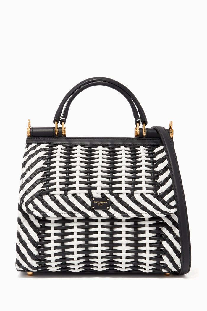 

Sicily 58 Small Woven Nappa Bag, Black