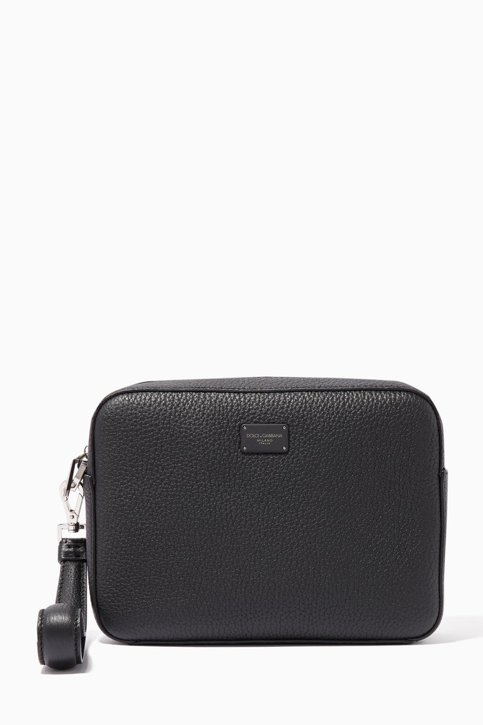 

Tumbled Calfskin Pouch, Black