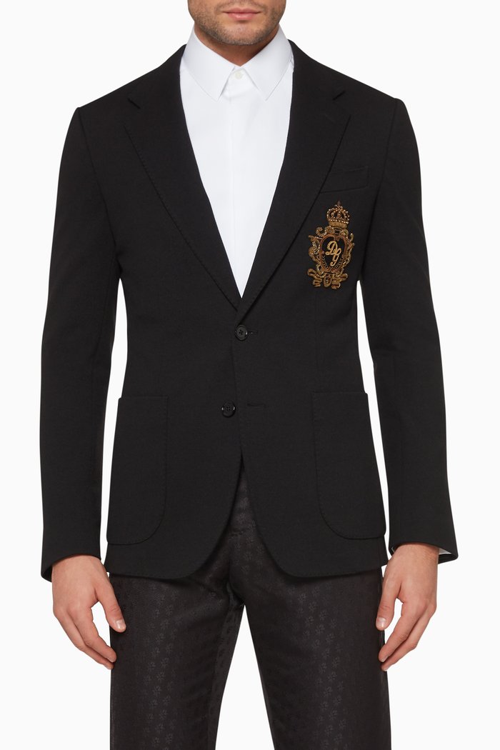 

Logo Patch Jersey Blazer Jacket, Black