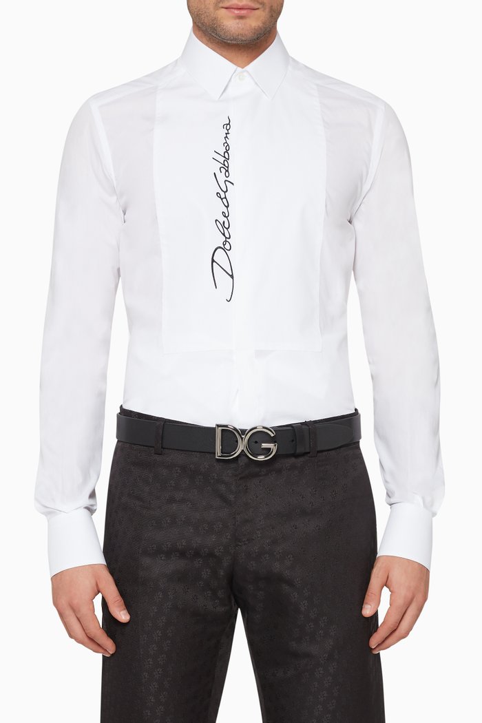 

Gold Fit Tuxedo Shirt, White