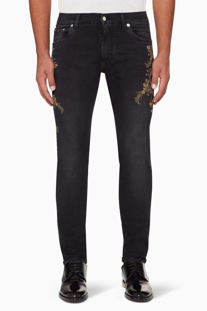

DG Crown Print Jeans, Black
