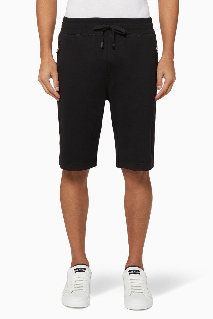 

Logo Plaque Jersey Bermuda Jogging Shorts, Black