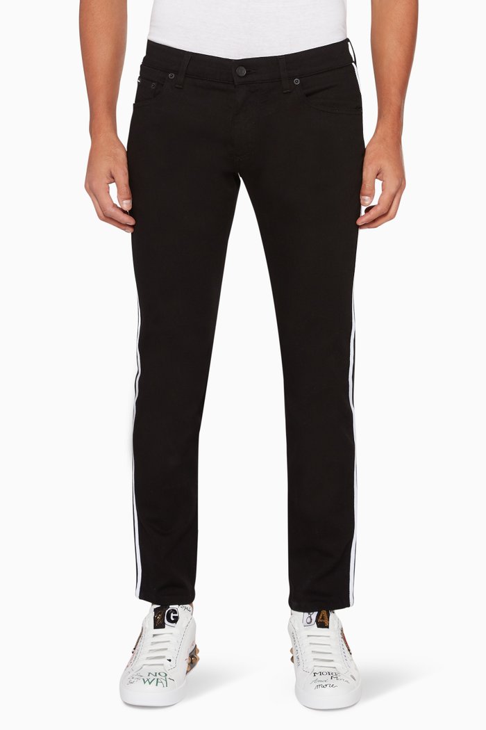 Slim-Fit Denim Pants, Black