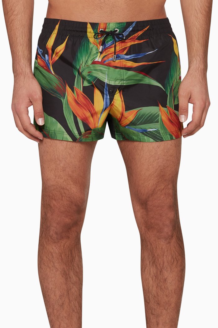 

Bird-Print Shorts, Black