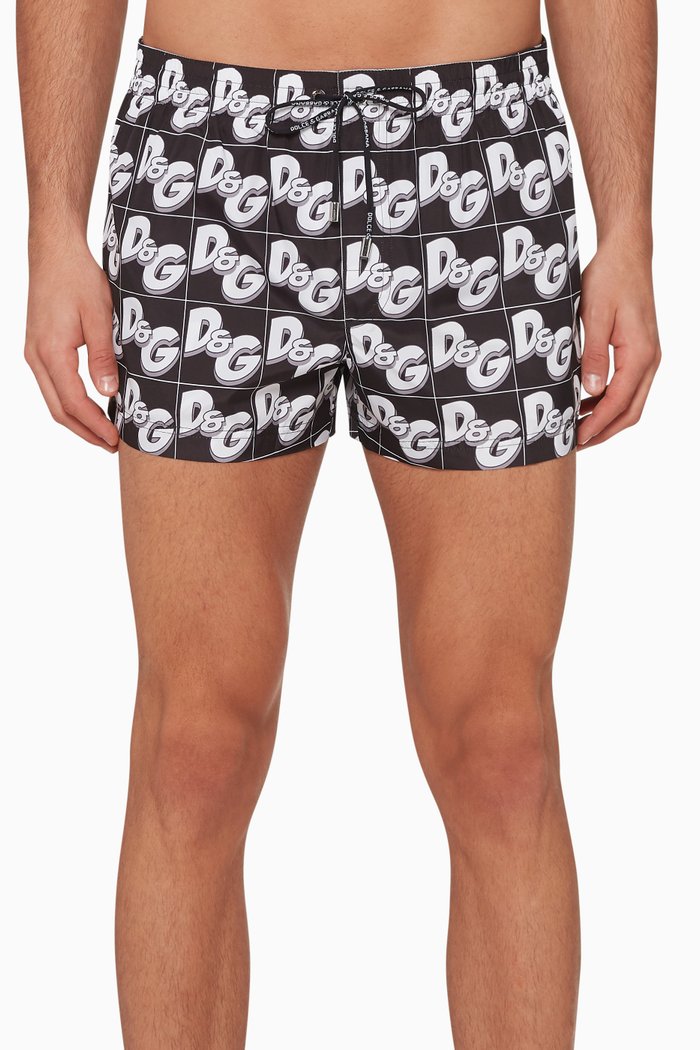 

Logo Print Swim Shorts, Black