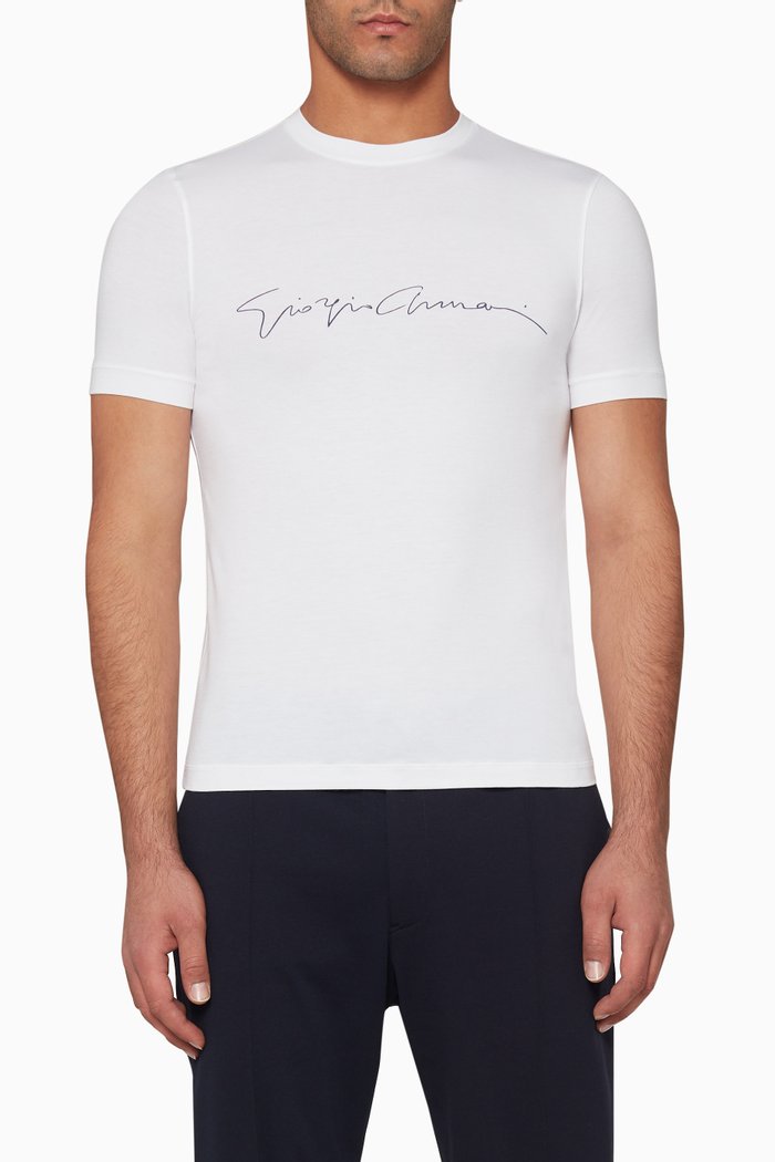 

Bamboo-Thread Embroidered T-Shirt, White