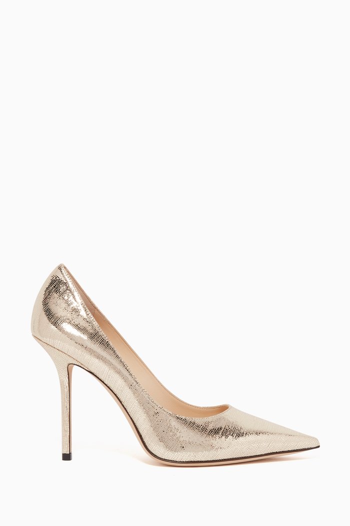 Love 100 Lizard Print Leather Pumps, Gold