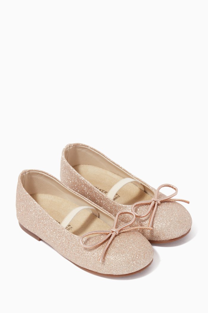 

Bow Detail Glitter Ballerina Flats, Gold