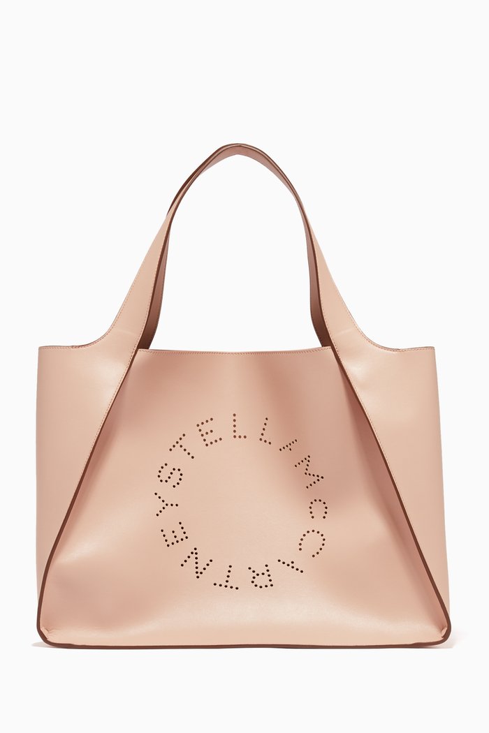 

Perforated Logo Leather Tote Bag, Neutral