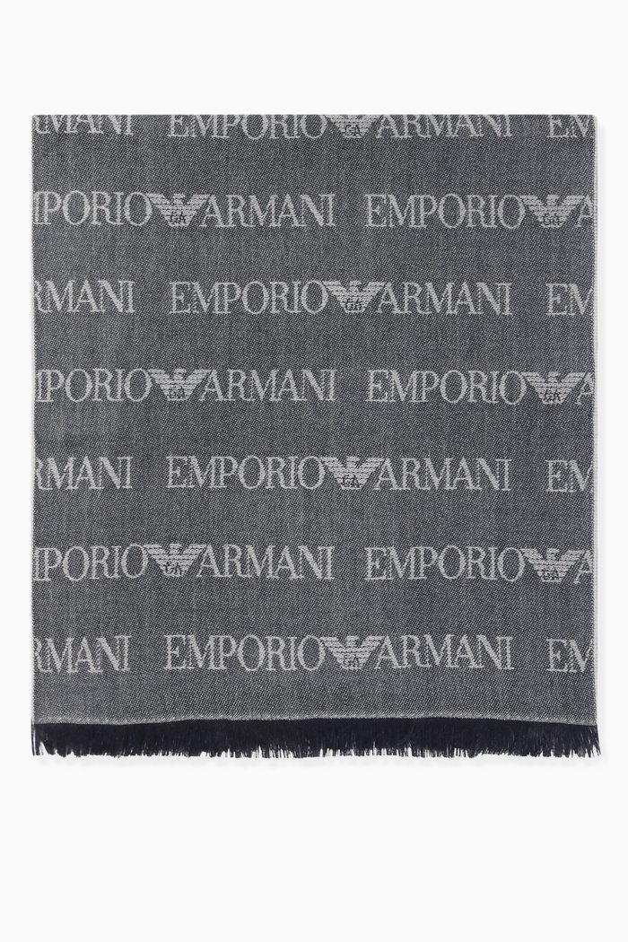 

Logo Stretch Wool Scarf, Blue