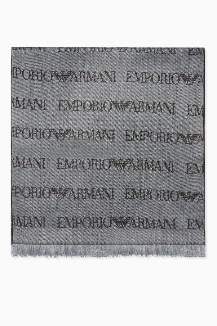 

Logo Stretch Wool Scarf, Grey