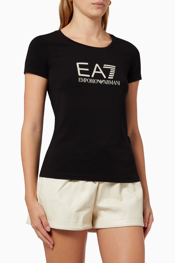 

EA7 Logo T-shirt in Jersey, Black
