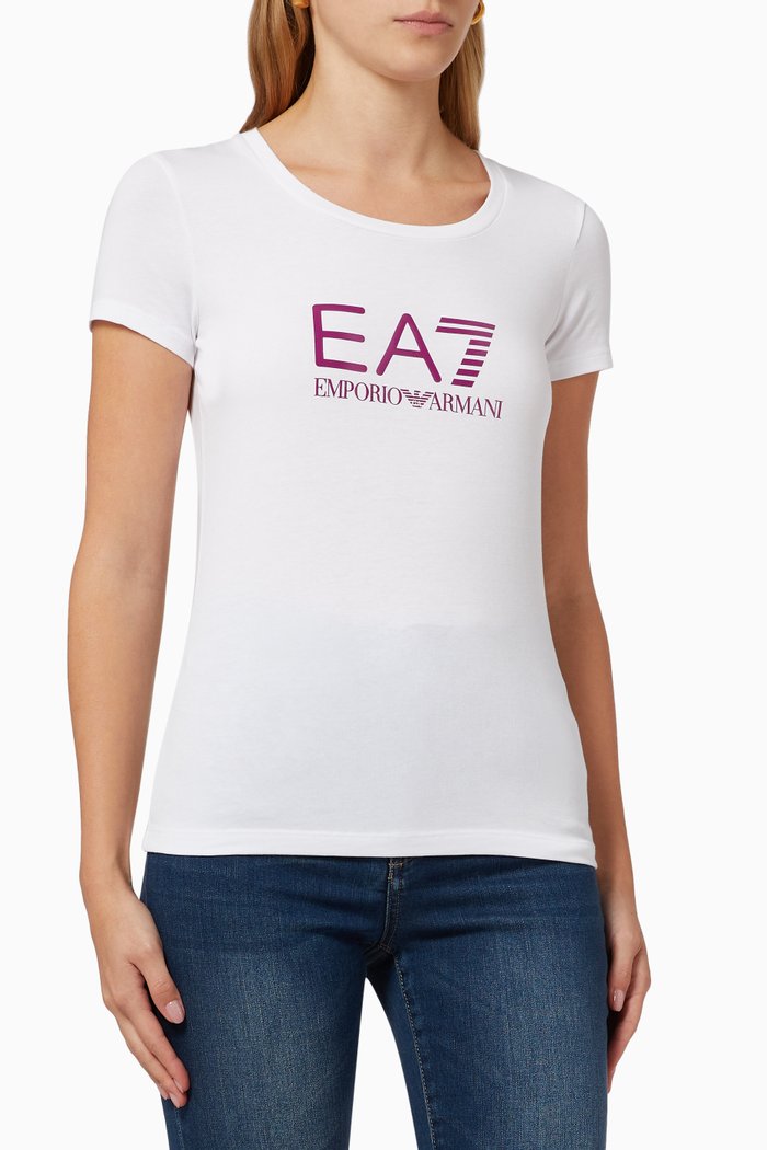 

EA7 Logo T-shirt in Jersey, White