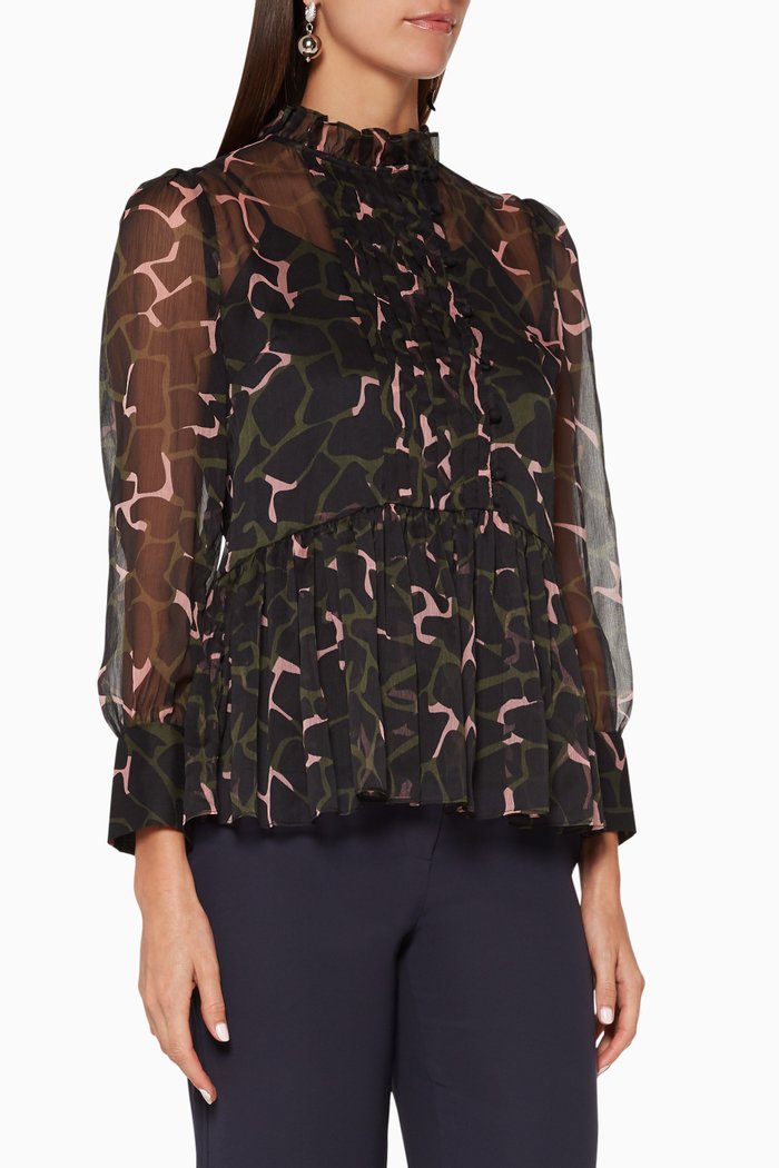

Giraffe-Print Creponne Blouse, Multicolour