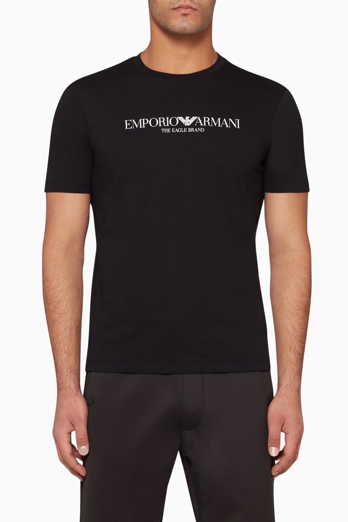 

Eagle-Logo Cotton Crewneck T-Shirt, Black