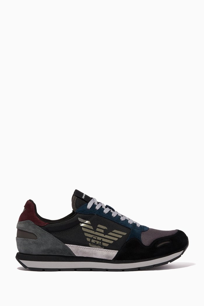 

Runner Sneakers in Suede Leather, Black