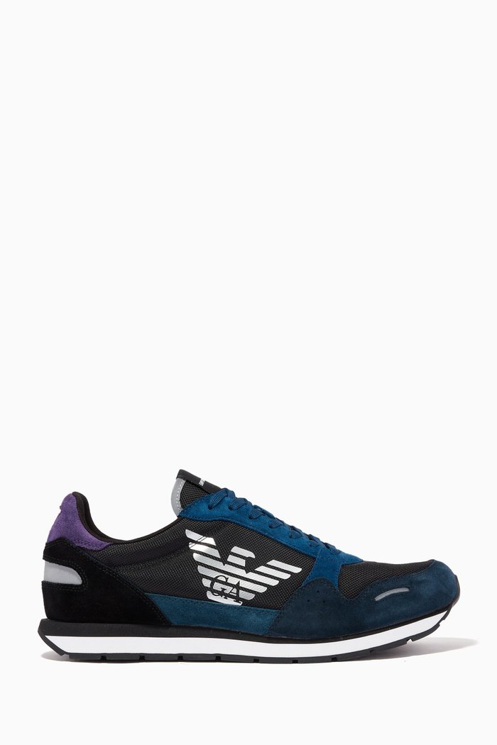 

Runner Sneakers in Suede Leather, Blue