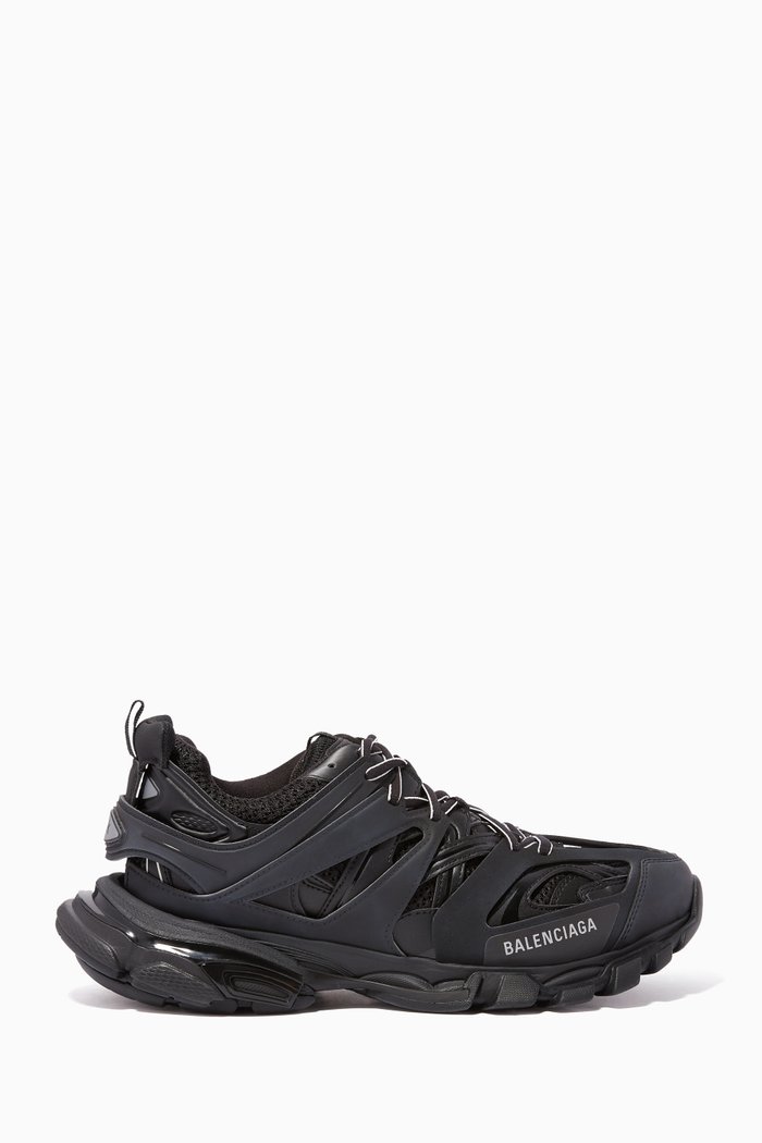 Nylon & Mesh Track Sneakers, Black