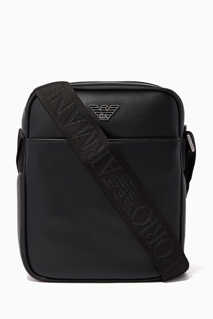 

Saffiano Leather Crossbody Bag, Black