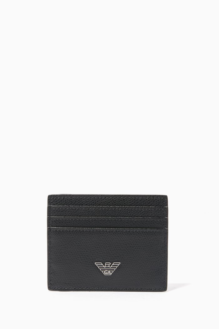 

Money Clip Leather Card Holder, Black