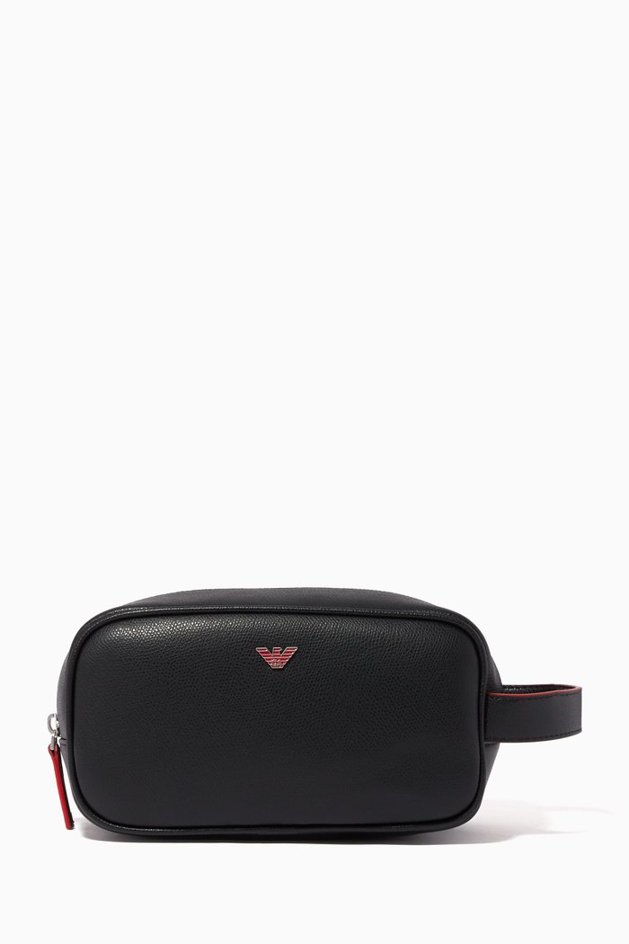 

Eagle Logo Leather Beauty Case, Black