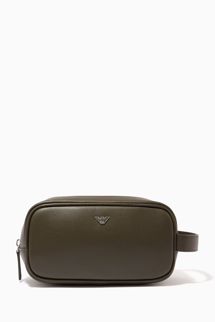 

Eagle Logo Leather Beauty Case, Green