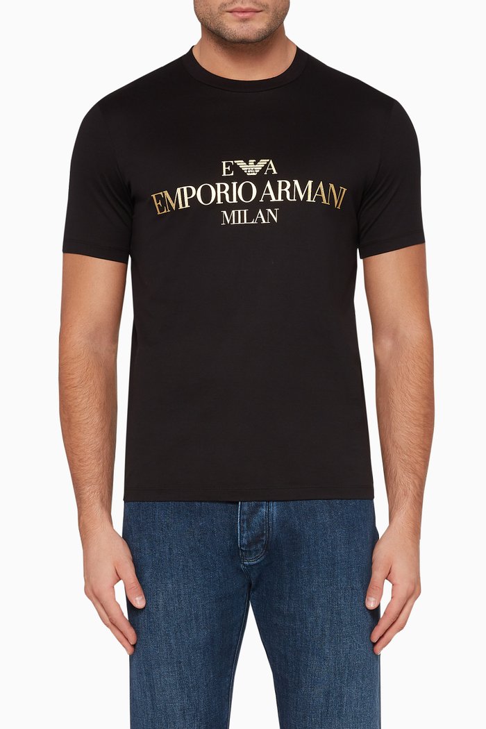 

Metallic Macro Eagle Printed T-Shirt, Black