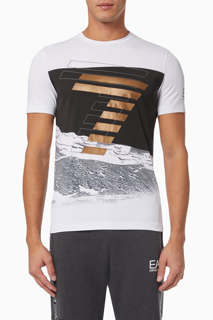 

EA7 Logo Print T-shirt in Jersey, White