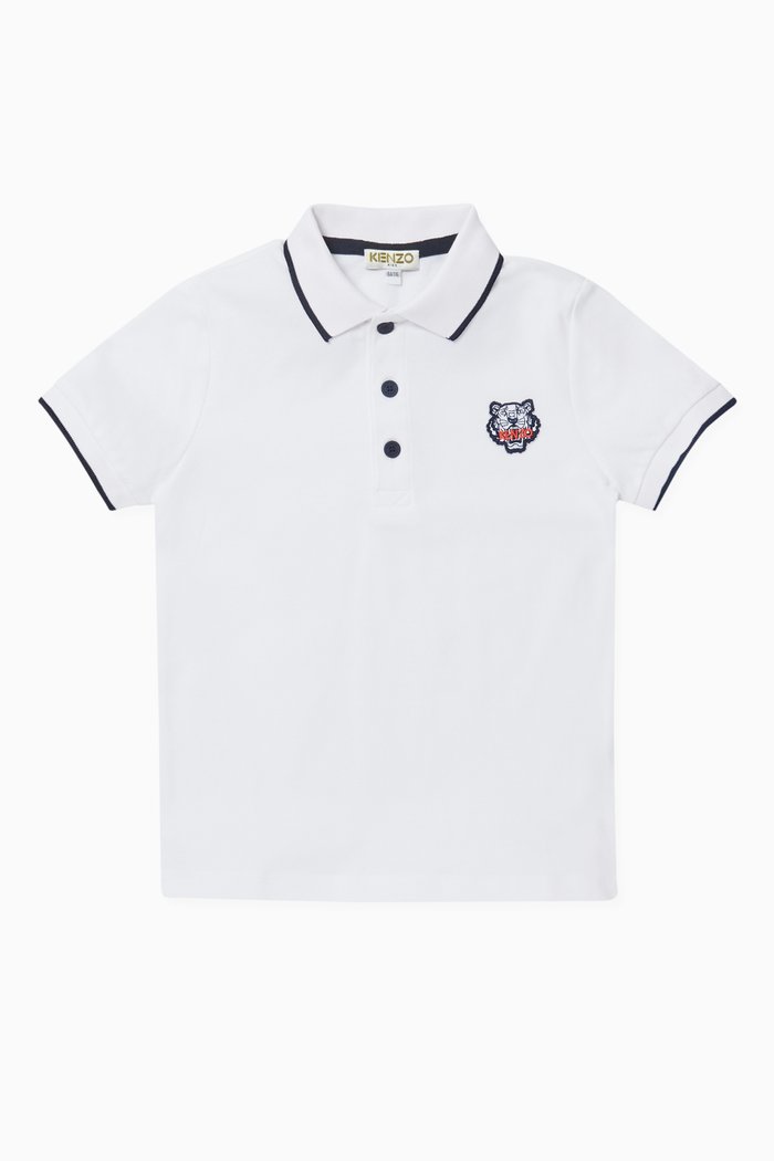 

Tiger Embroidered Polo Shirt, White