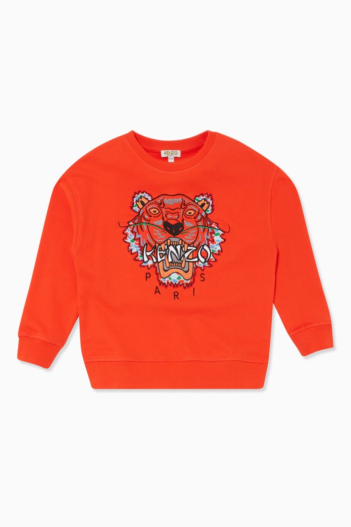 

Tiger Motif Sweatshirt, Orange