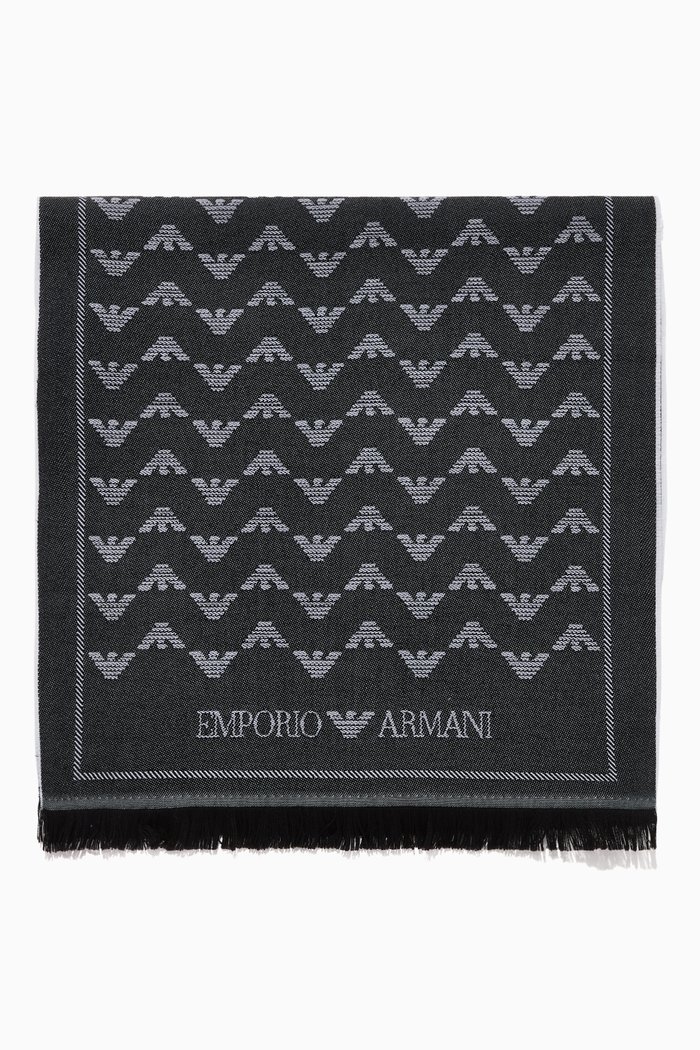 

Eagle Jacquard Wool Scarf, Black