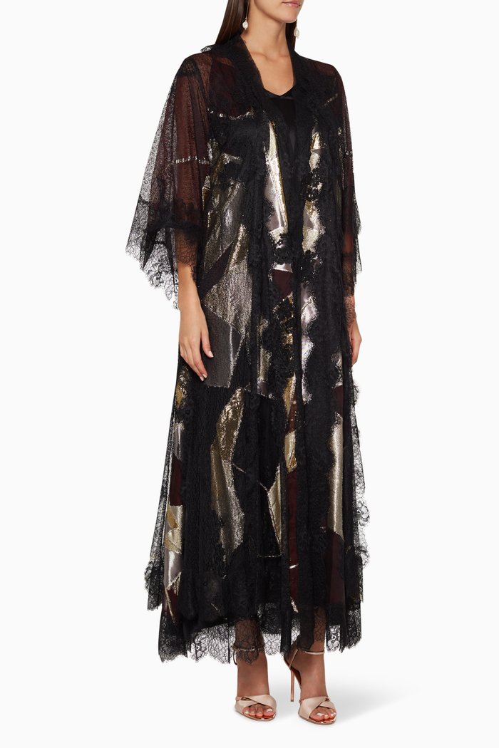 

Luxury Floral Abaya, Black
