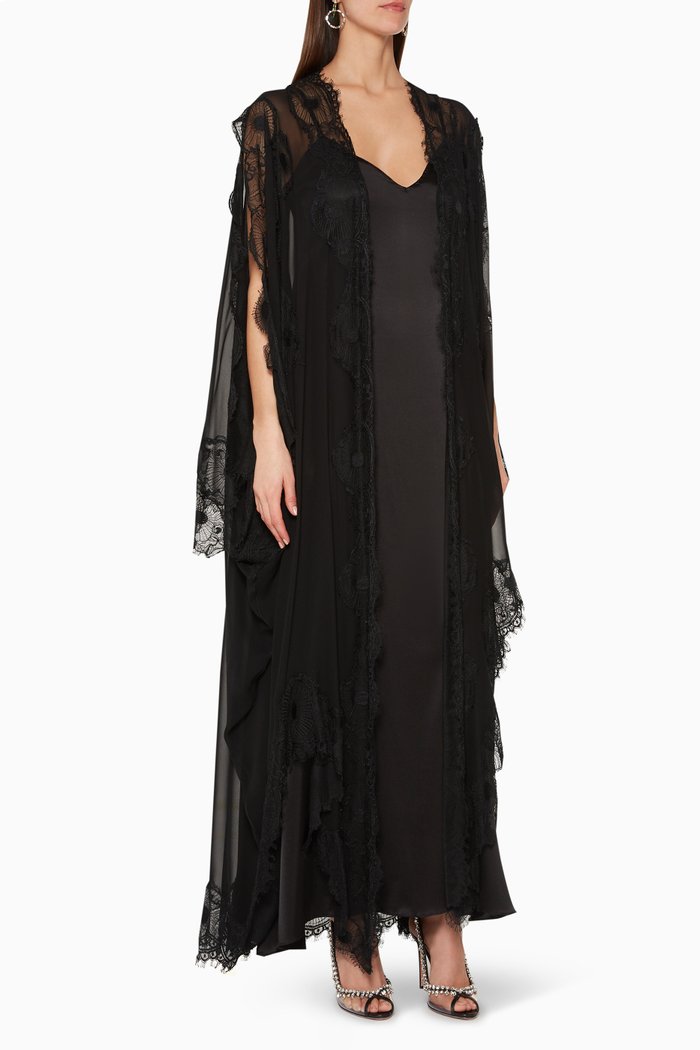 

Eyelash Lace Abaya & Sheila, Black