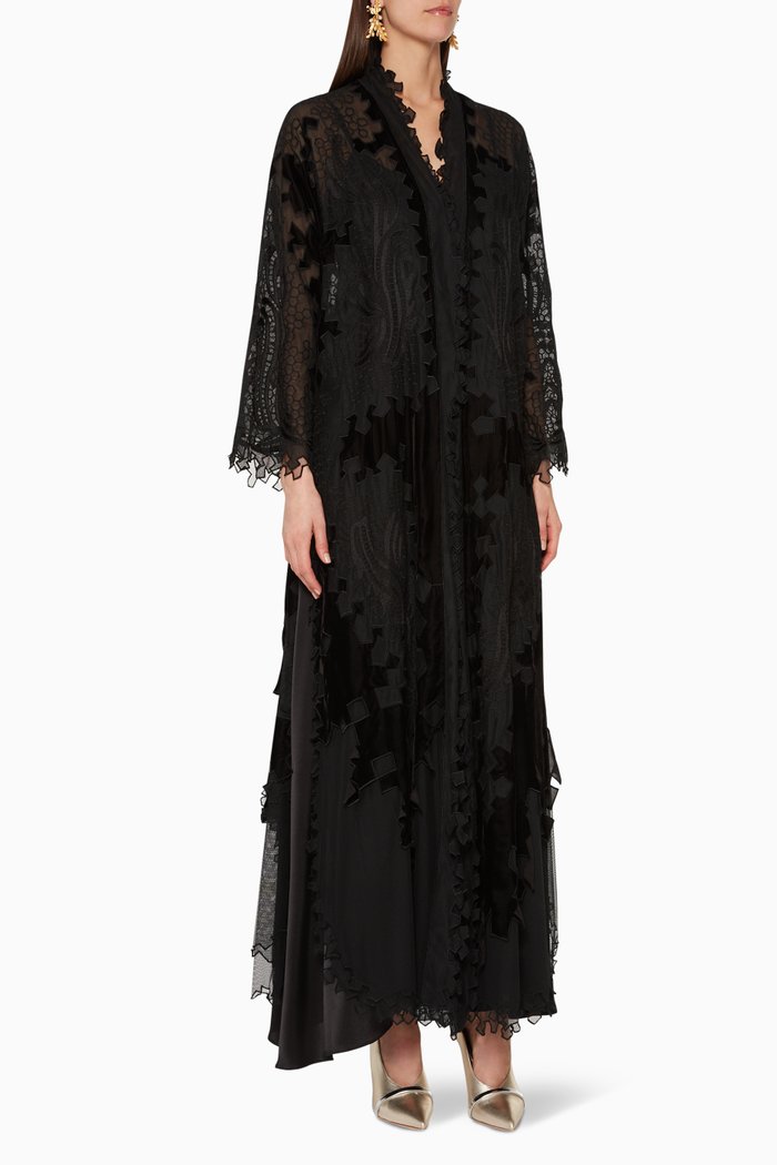 

Geometric Mesh Abaya & Sheila, Black