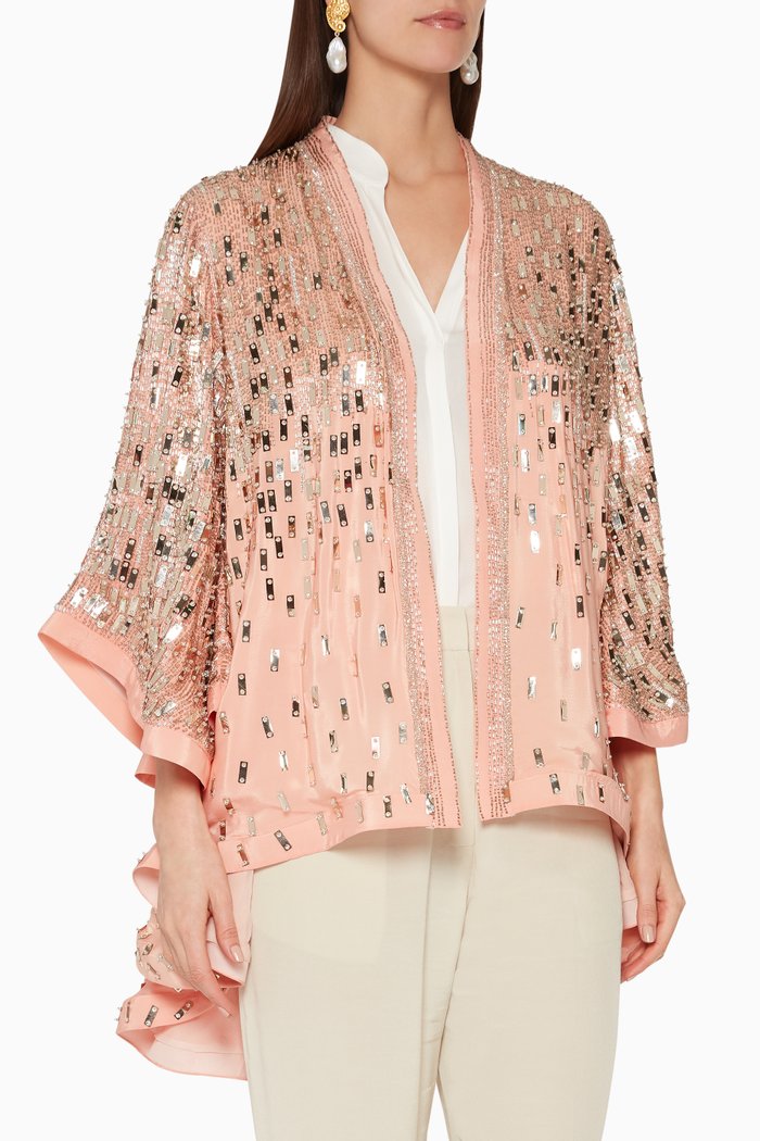 

Sequin & Bead Embellished Cape, Orange