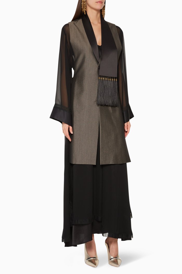 

Embellished Shawl Abaya & Sheila, Black