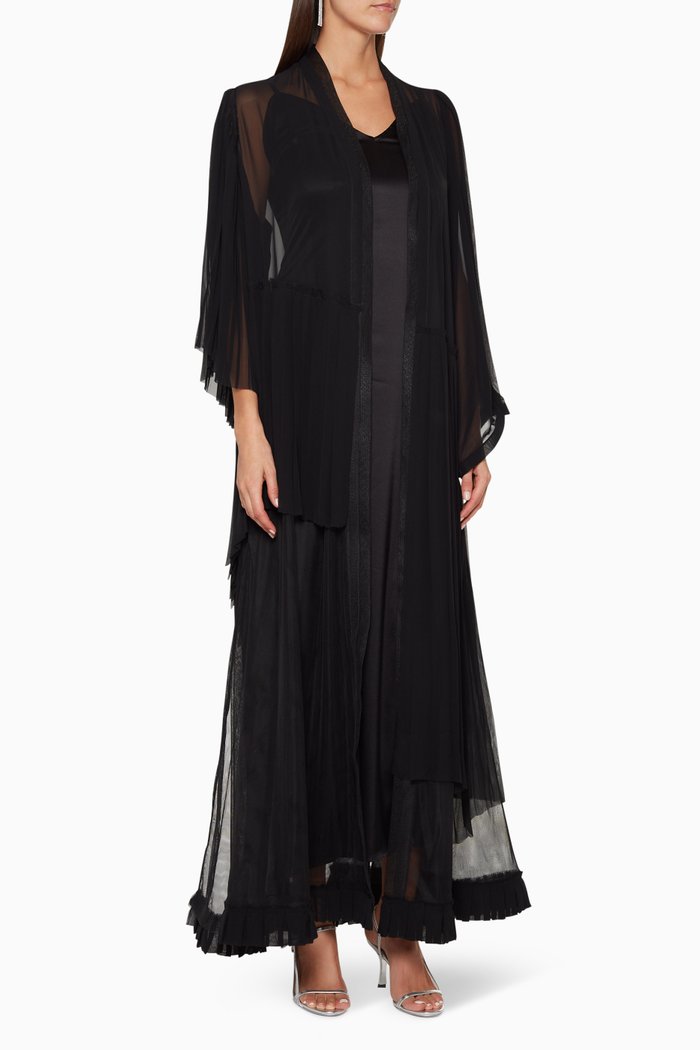 

Chiffon Plisse Pleat Abaya, Black