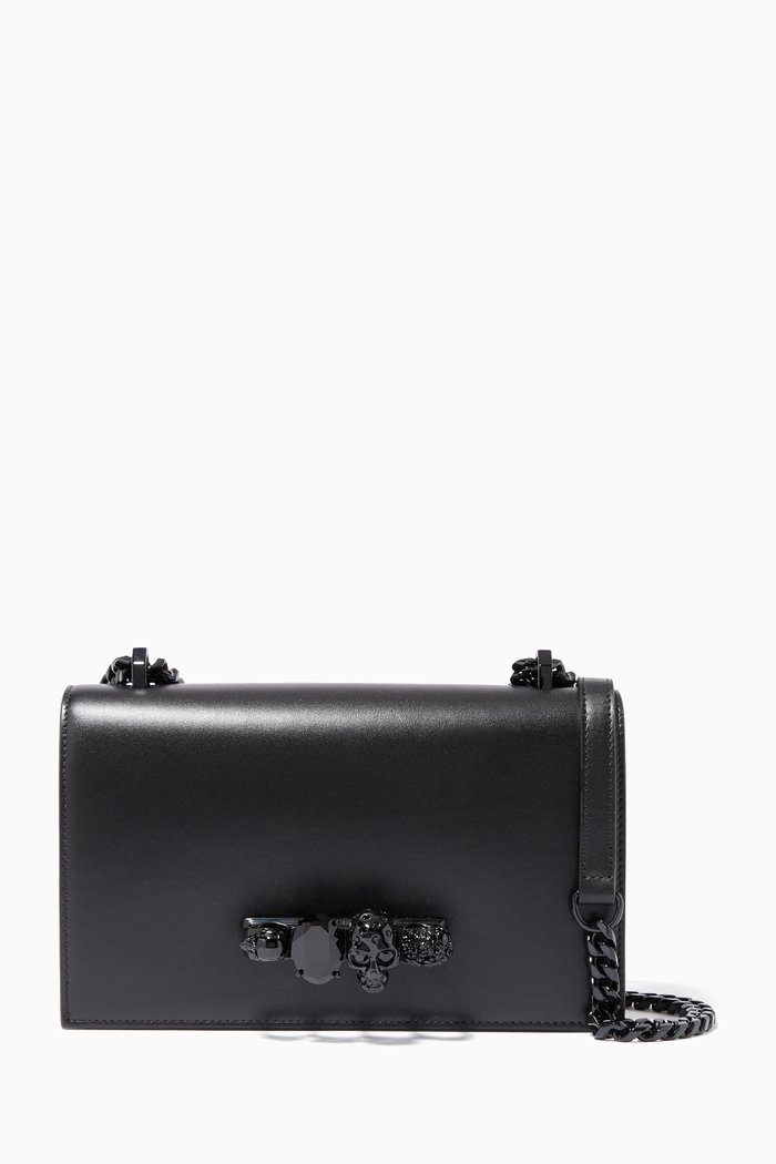 

Jewelled Leather Satchel, Black