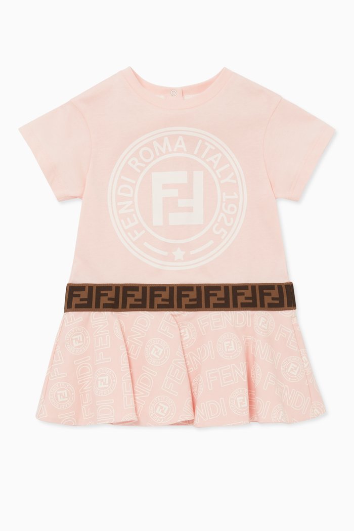 

Logo Print Dropwaist Dress, Pink