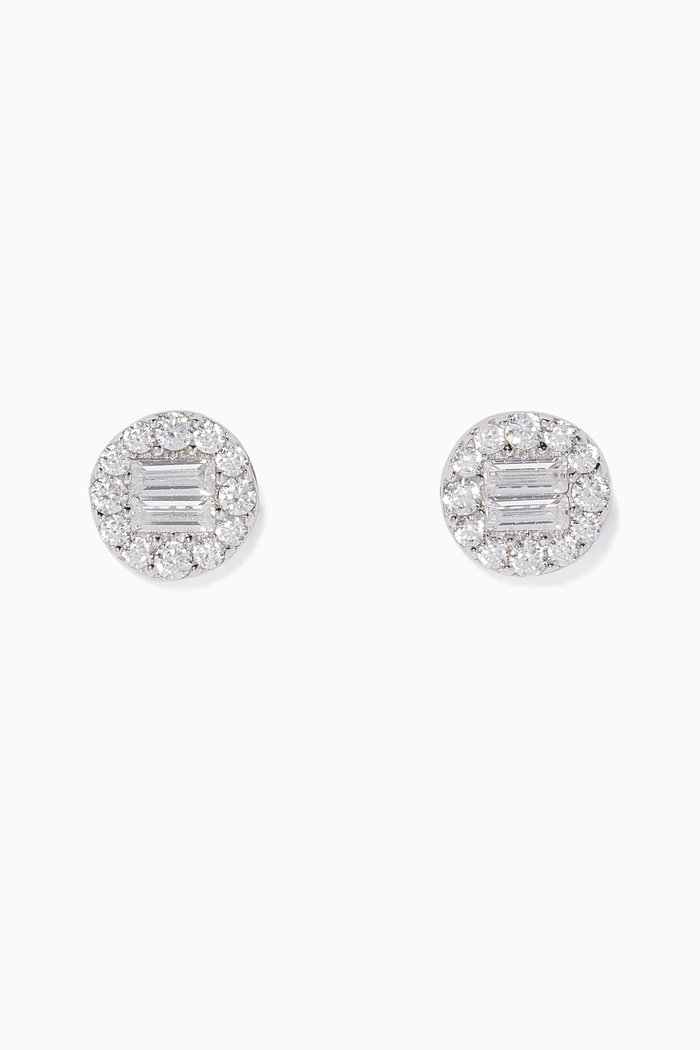 

Silver & Zircon Round Stud Earrings
