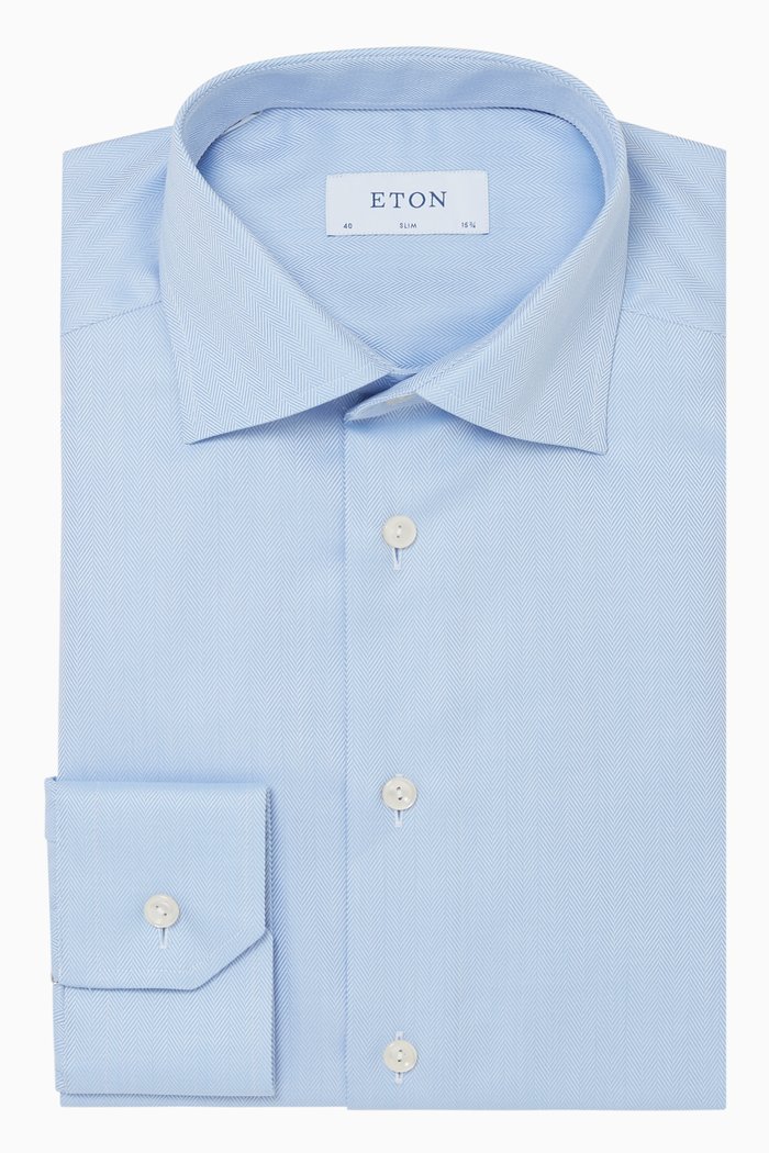 

Slim-Fit Cotton Shirt, Blue