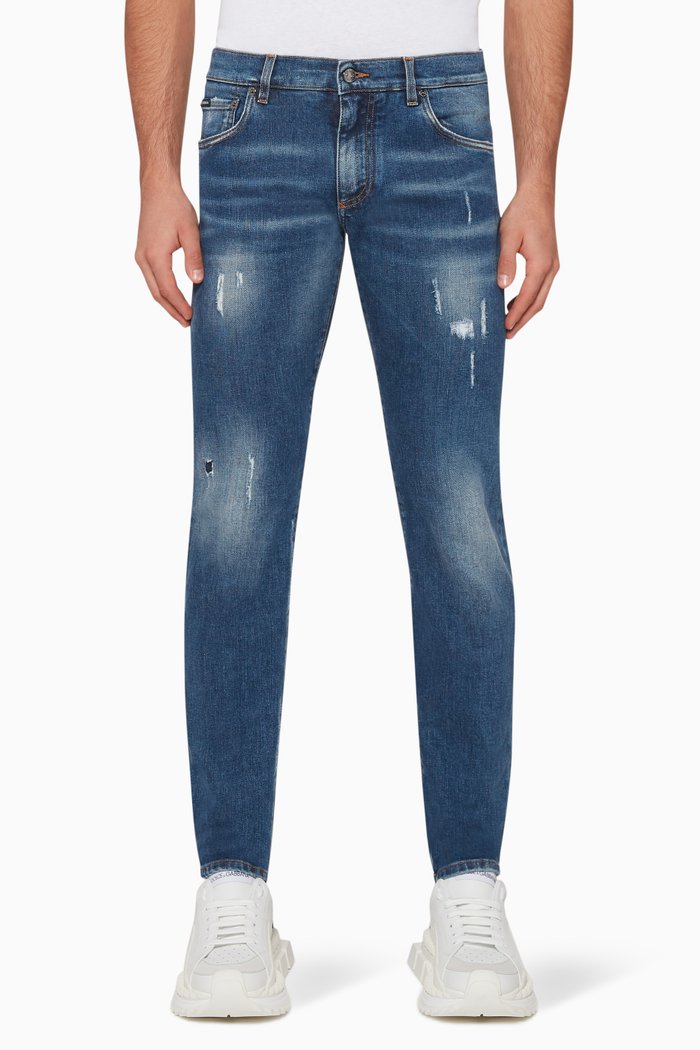 

Light Wash Ripped Skinny Denim Jeans, Blue