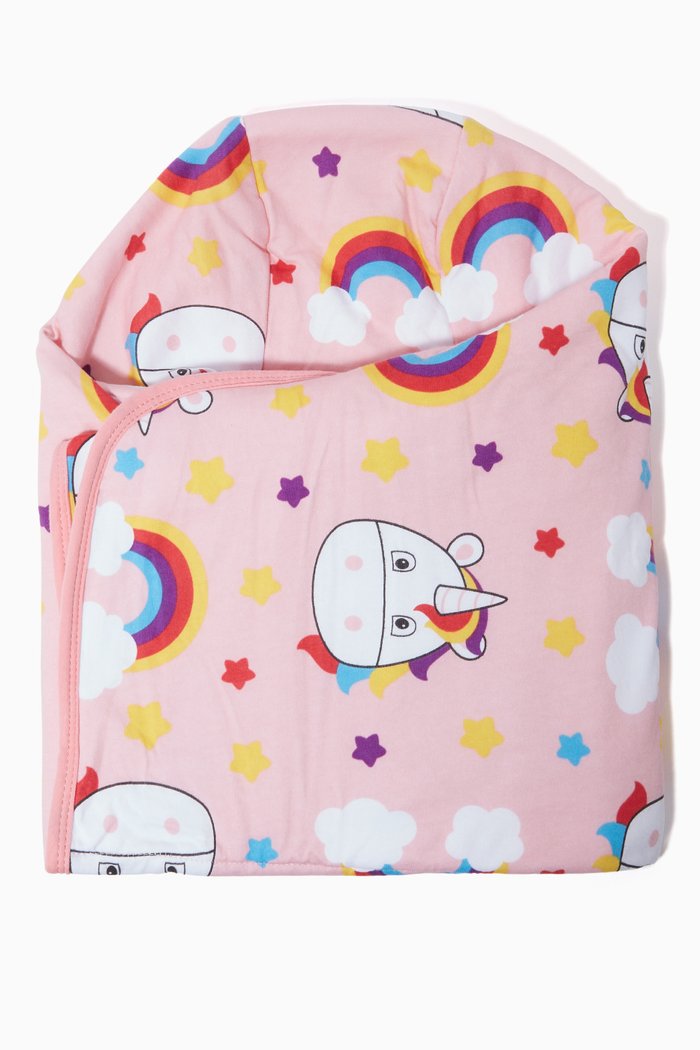 

Unicorn Printed Two-Sided Hooded Towel, White