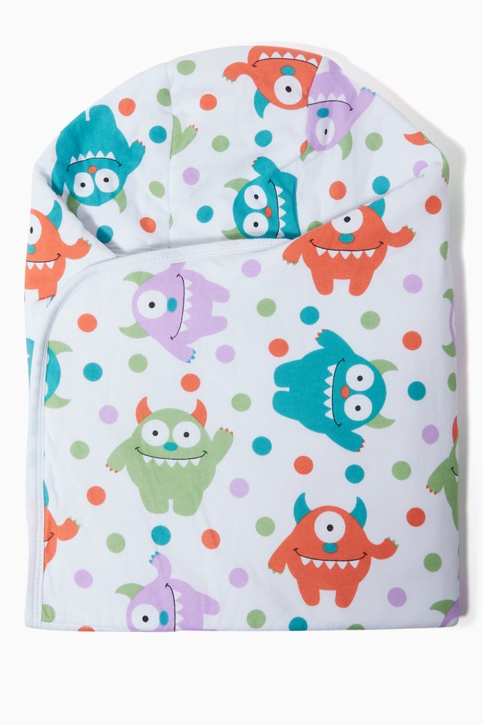 

Monster Printed Two-Sided Hooded Towel, White